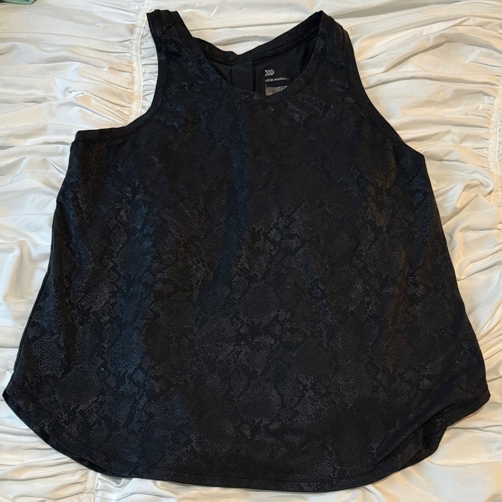 All in Motion Black Tank Top workout women’s large shiny snakeskin pattern
